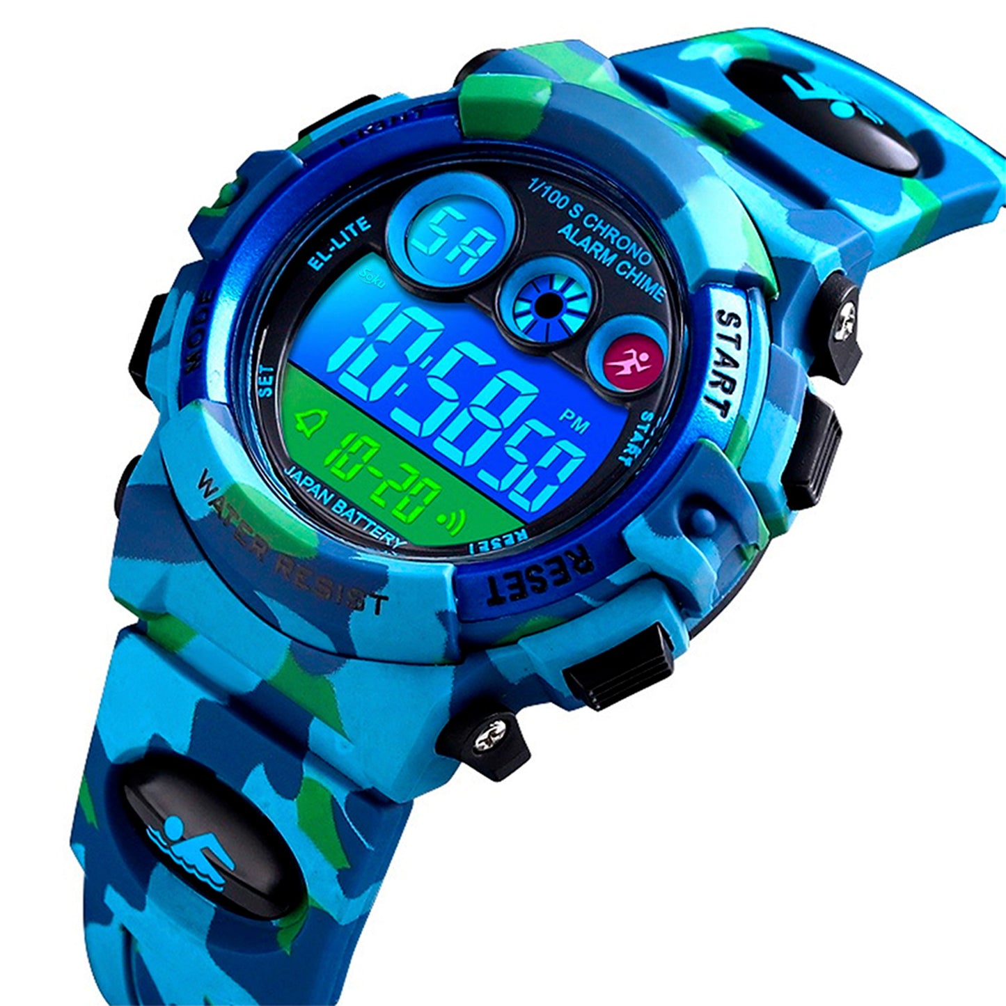 Reloj Niños Deportivo Luminoso Impermeable Camuflaje Militar