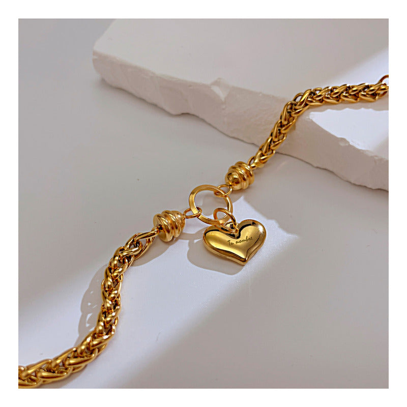 Soku Pulsera Corazon 3d Personalizada Grabado Acero Titanio