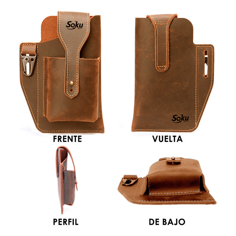 Soku Funda Piel Natural Original Para iPhone Celular Cinto