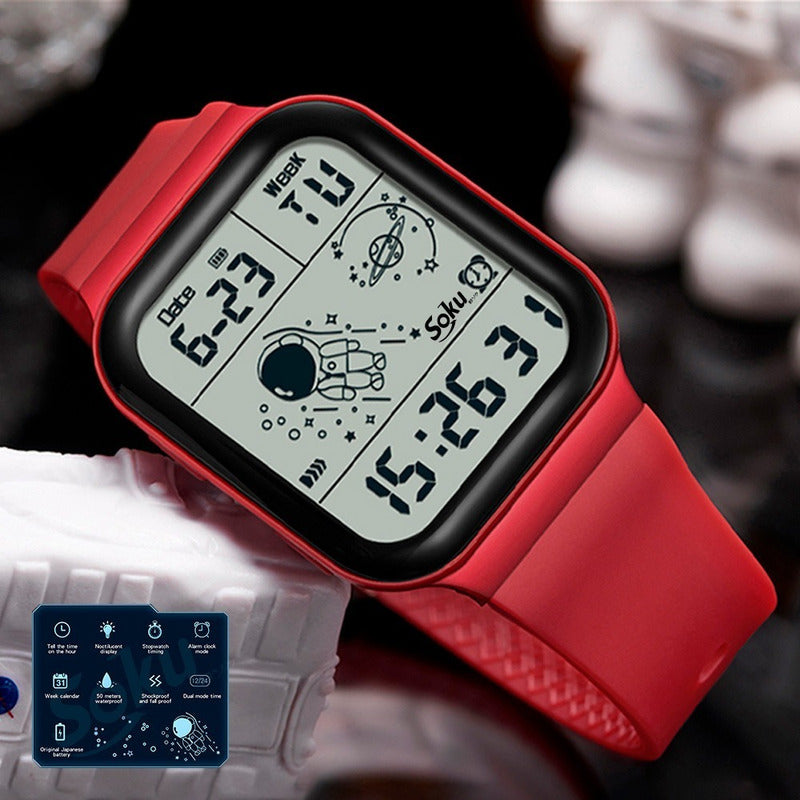 Reloj Deportivo Led Jovenes Niños Astronauta Sumergible Sd