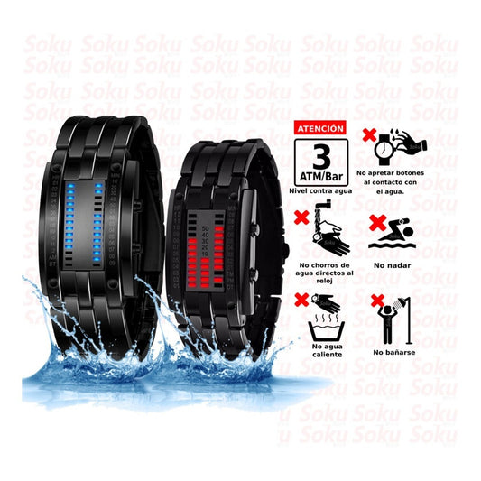 2 Relojes Pareja Duo Led Binario Acero Inoxidable Cotra Agua