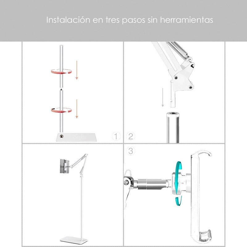 Soporte Piso Pedestal Ajustable Para iPad Extra Largo