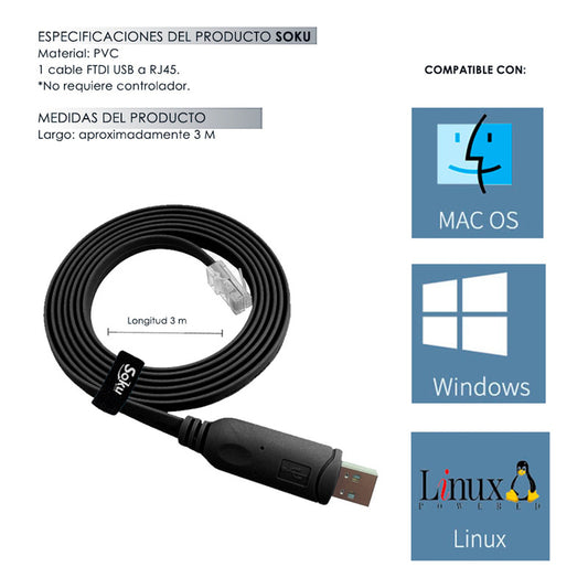 Cable Adaptador Consola Usb A Rs232 Rj45 Para Enrutador Cisc