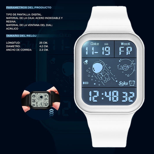 Reloj Deportivo Led Jovenes Niños Astronauta Sumergible Sd