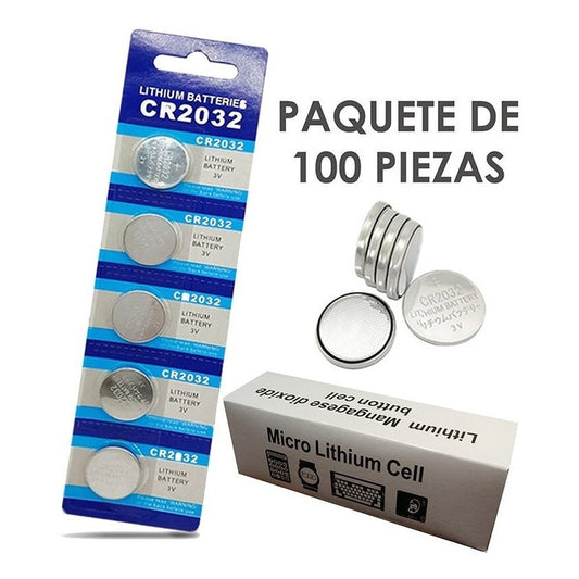 100 Pilas Cr2032 Litio Para Reloj Bascula Control Auto