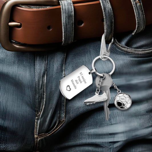 Soku Llavero Personalizado Balon Futbol Tenis Inoxidable
