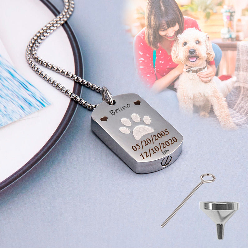 Soku Dije Placa Huella Urna Personalizada Cenizas Mascota