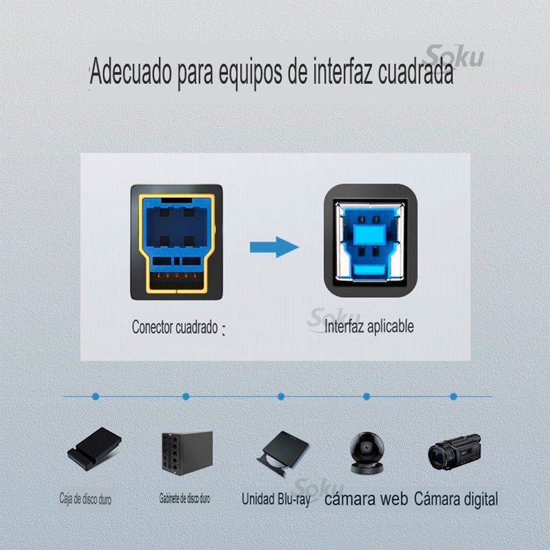 Cable Impresora Usb 3.0 A B Macho Universal Rapida 5g 1.5m
