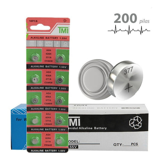 Caja 200 Baterias Pila Reloj Estandar Ag4 Lr626 377a Mayoreo