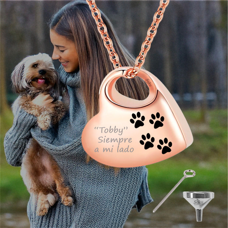 Soku Dije Personalizado Collar Cenizas Relicario Perro Gato