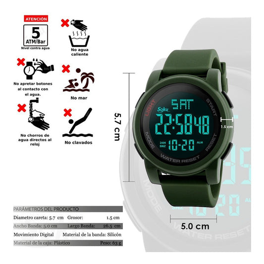 Reloj Digital Deportivo Dual Cronometro Sumergible Sk