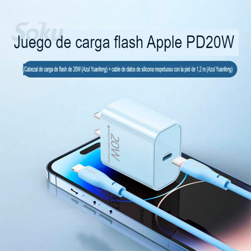 Soku Cable Para iPhone Carga Rapida Pd 3a 20w 100% Cobre