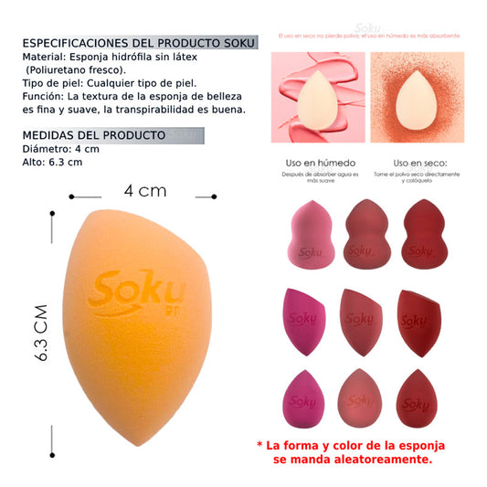 Soku Esponja Maquillaje Humedo Seco Foam Estuche Viaje