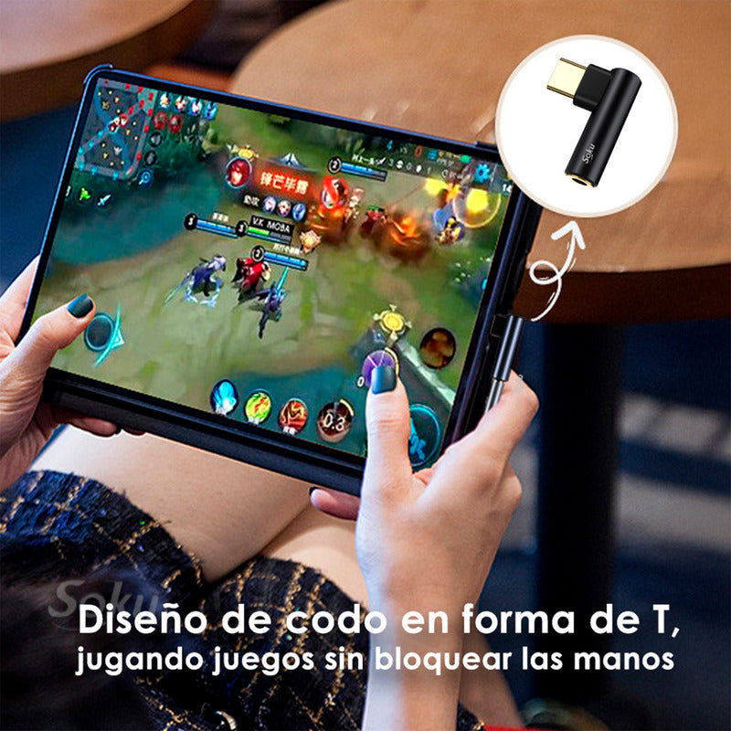 Soku Adaptador Usb 3.1 Tipo C A 3.5 Aux Micrófono Para iPad
