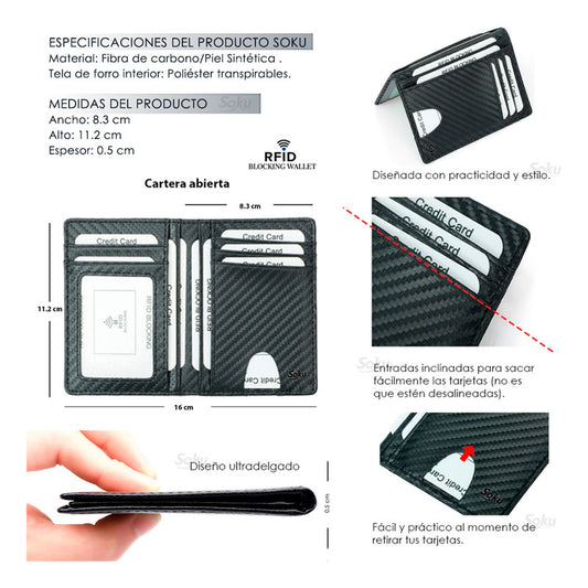 Cartera Slim Tarjetero Porta Licencia Antirrobo Rfid
