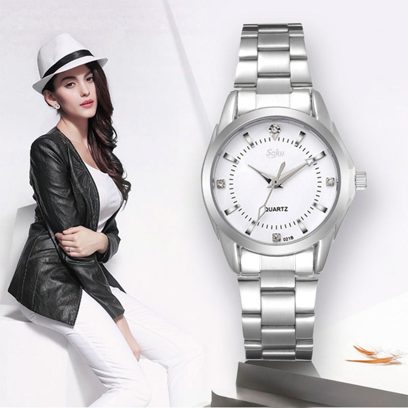 Reloj Mujer Acero Inoxidable Elegante Metal Contra Agua Cx