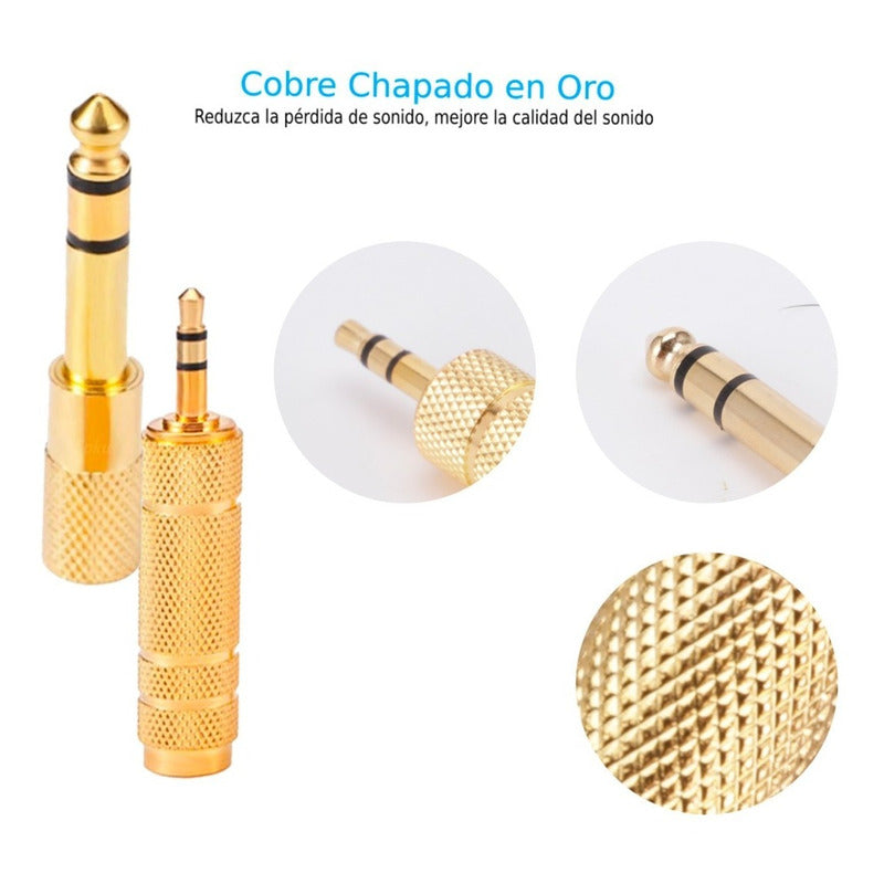 Clavija Jack 6.35 Y Adaptador 3.5mm Sonido Estereo Pro 24k