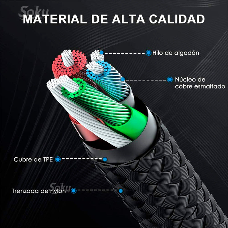 Cable Auxiliar Estereo 2 Jack 3.5mm Machos 4 Polos 1 M Rudo