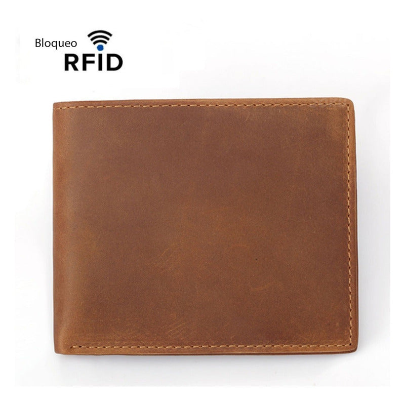 Cartera Billetera Antirrobo Microfibra Piel Premium Genuina