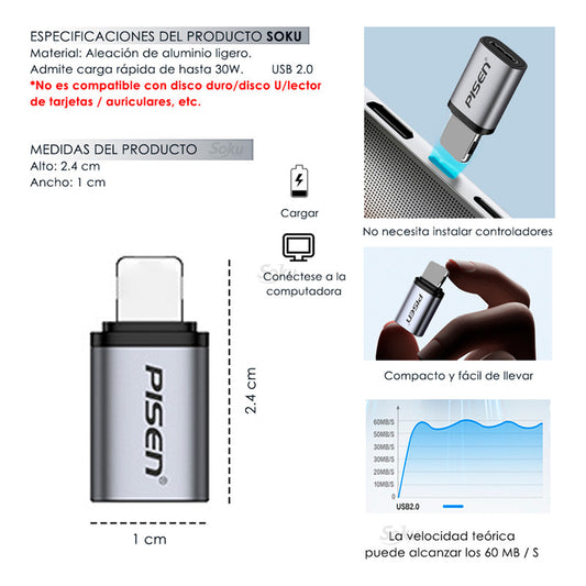Adaptador Usb Tipo C A 8 Pines Para iPhone 8-14 27w
