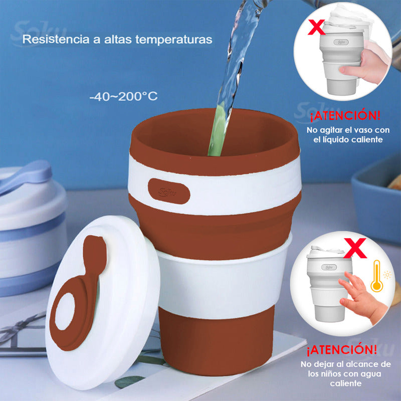 Vaso Termico Plegable Portable Cafe Hermetico Certificado