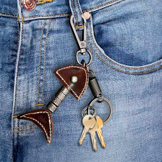 Soku Llavero Vaquero Auto Aro De Seguridad Piel Genuina