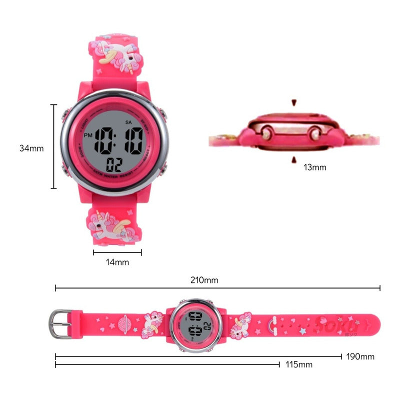 Reloj Niña Digital Luminoso 3d Pony Unicornio Impermeable