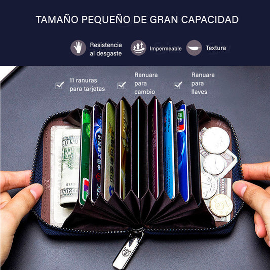 Soku Cartera Rfdi Monedero Cierre Reforzado Piel Genuina