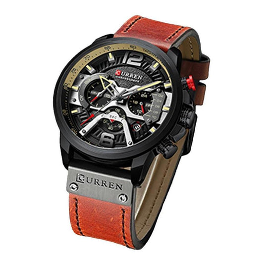 Reloj Cuero Lujo Cronometro Original Calendario Taquímetro C