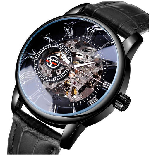 Reloj Mecánico Automático Piel Contra Agua Estuche Regalo Fs