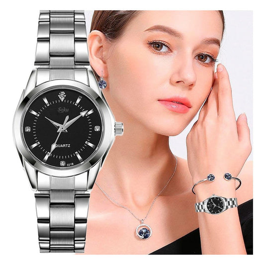 Reloj Mujer Acero Inoxidable Elegante Metal Contra Agua Cx