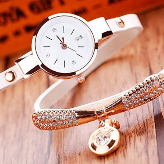 Reloj Mujer Brazalete Vinil Dama Pulsera Dije Cristal A469