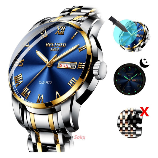 Reloj Hombre Acero Inoxidable Fluorecente Fechador Lujo Bs