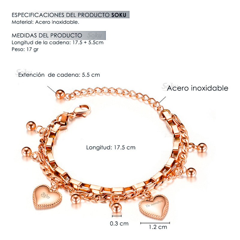 Soku Pulsera Personalizada Cadena Acero Inoxidable Dura Vida
