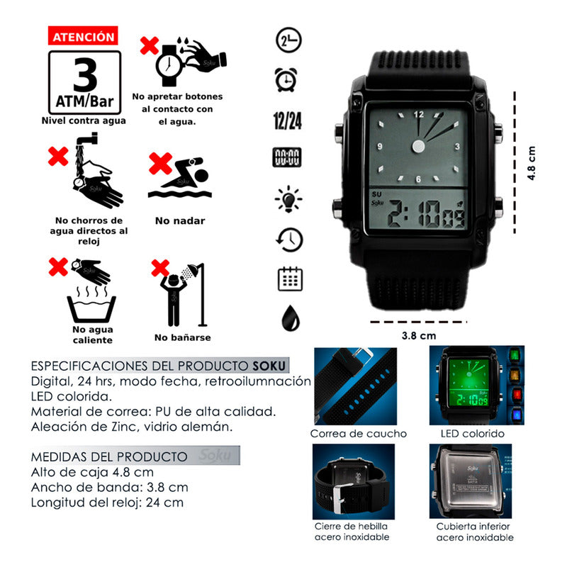 Soku Reloj Digital Dual Deportivo Moda Japonesa