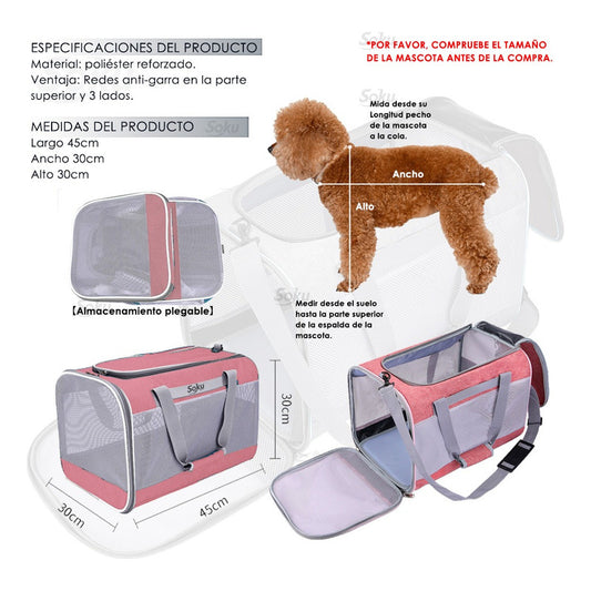 Soku Mochila Viaje Perro Gato Grande Antirasguños Premium