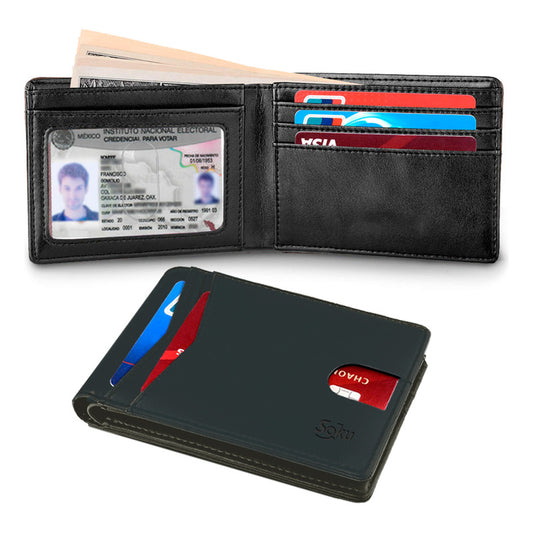 Cartera Billetera Slim Protección Rfid Piel Genuina Soku