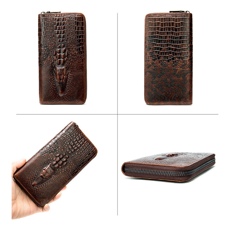 Soku Cartera Piel Genuina Vaquera Porta Celular Cocodrilo 3d