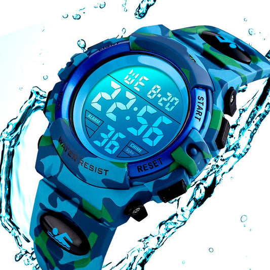 Reloj Niños Deportivo Led Contra Agua Camuflaje Militar Nado
