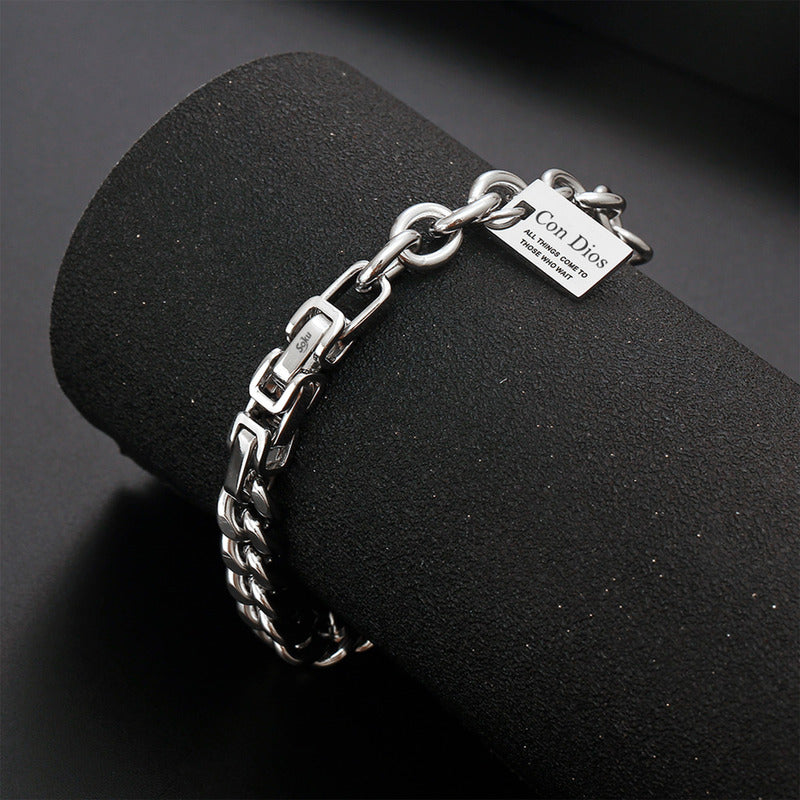 Soku Pulsera Personalizada Grabado Cristiano Acero Titanio