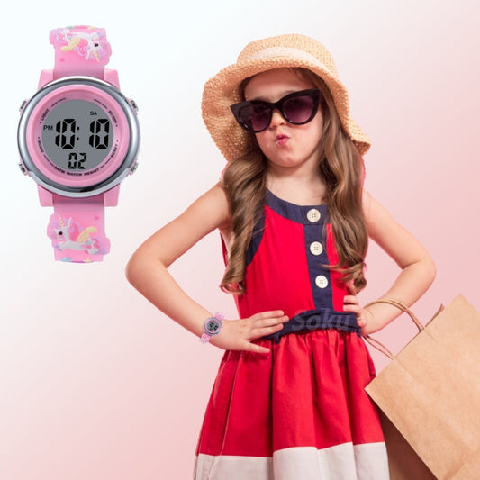 Reloj Niña Digital Luminoso 3d Pony Unicornio Impermeable