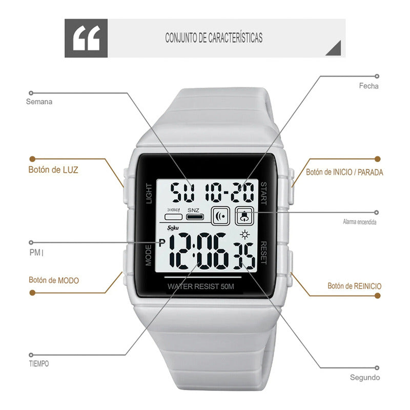 Soku Reloj Digital Deportivo Impermeable Alarma Cronometro