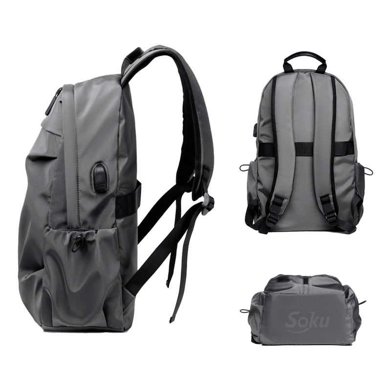 Soku Mochila Premium Contra Agua Laptop 14 Amplia Viaje