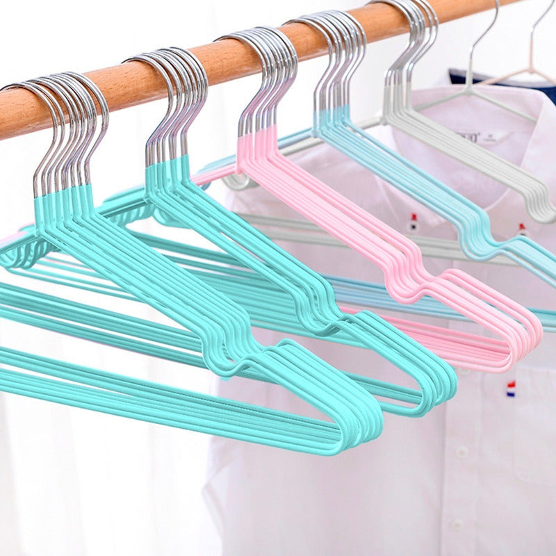 10 Ganchos Ropa Metal Inoxidable Anti Desliz De Por Vida