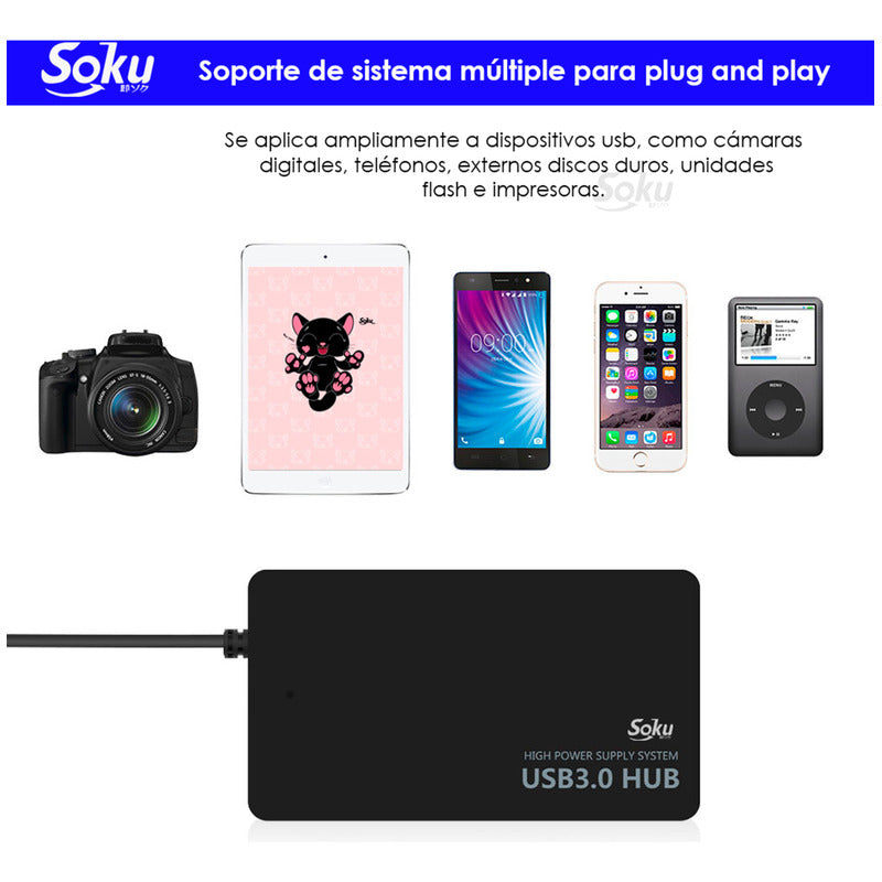 Multicontacto Hub 3.0 Usb Concentrador Para Pc/mac/xbox