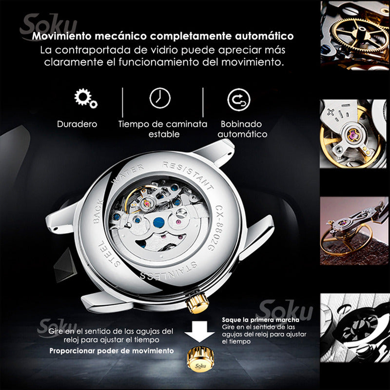 Soku Cx Reloj Mecanico Automático Acero Inoxidable Ajustable