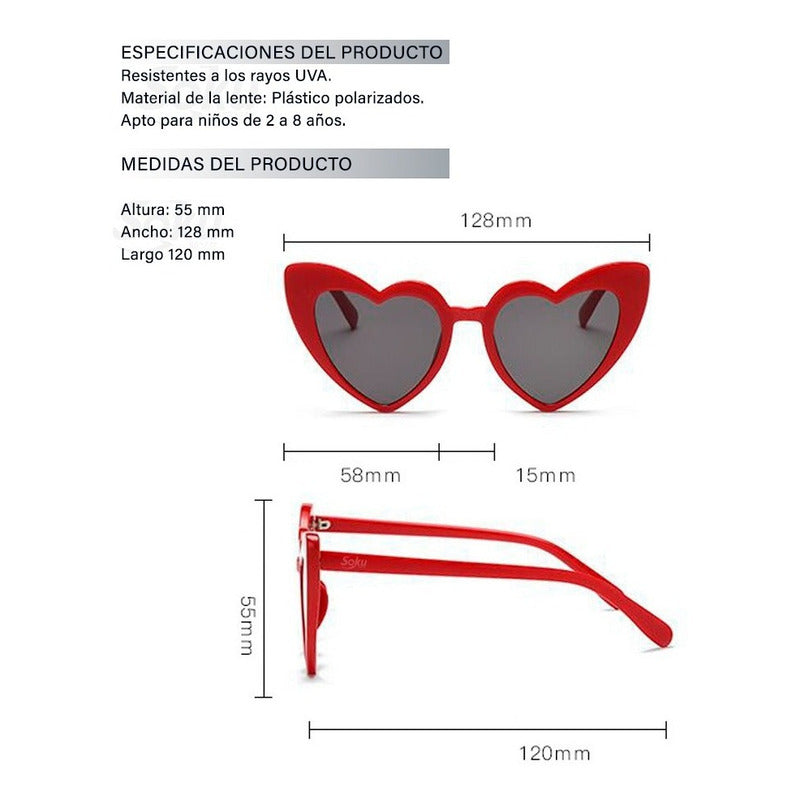 Soku Gafas De Sol Corazón Accesorios Moda Niñas Lentes