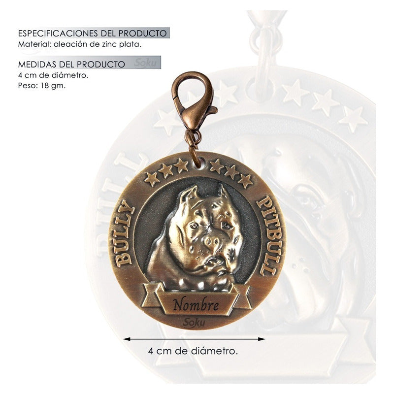 Placa Perro Personalizada Inoxidable Razas Medalla Grande