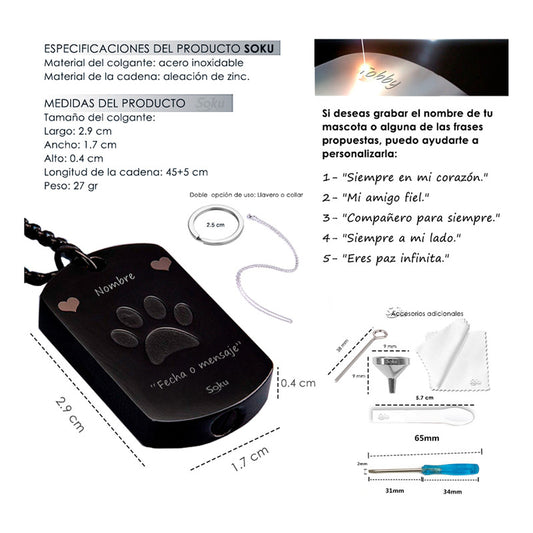 Soku Dije Placa Huella Urna Personalizada Cenizas Mascota