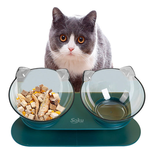 Tazon Doble Elevado Ergónomico Perros Gatos Calidad Soku